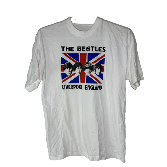 Vintage Beatles Shirt Mens Medium Liverpool England Band Tee Rock Music 90s - Picture 1 of 9